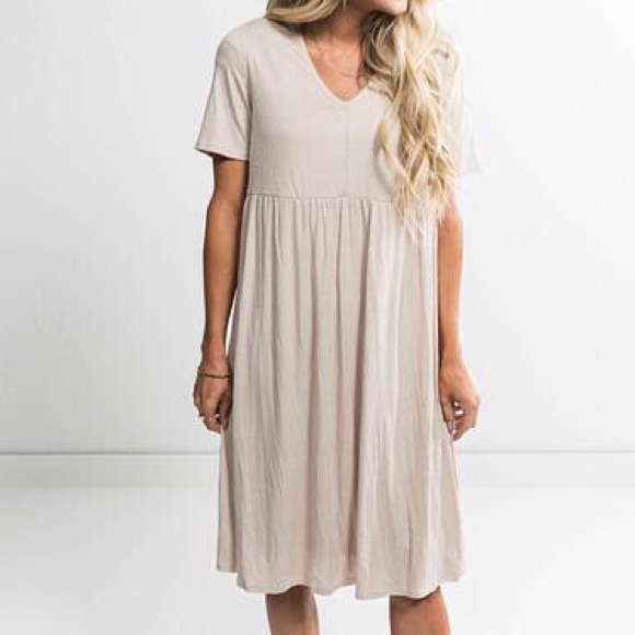 Nursing Friendly Tan Boutique Dress - Picture 3 of 4